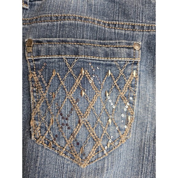 Bandolino Denim Bootcut Jeans Embellished Pockets Blue Women's Size 12 - Picture 8 of 9